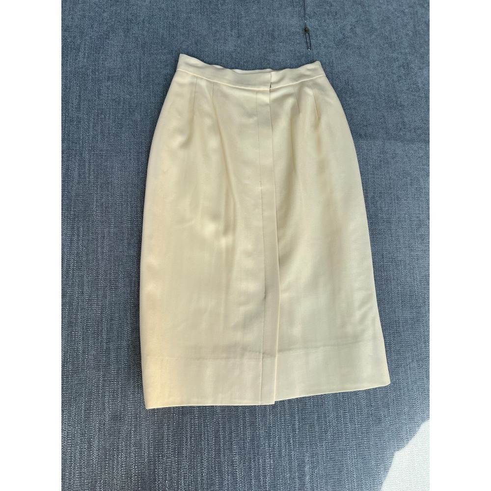 Vintage Womens Pencil Skirt 24.5 Cream High Waist Minimalist Pastel Quiet Luxury